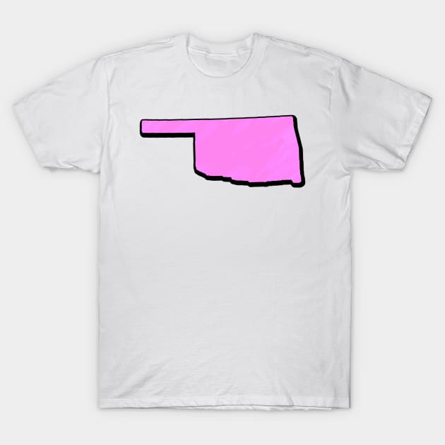 Pink Oklahoma Outline T-Shirt by Mookle